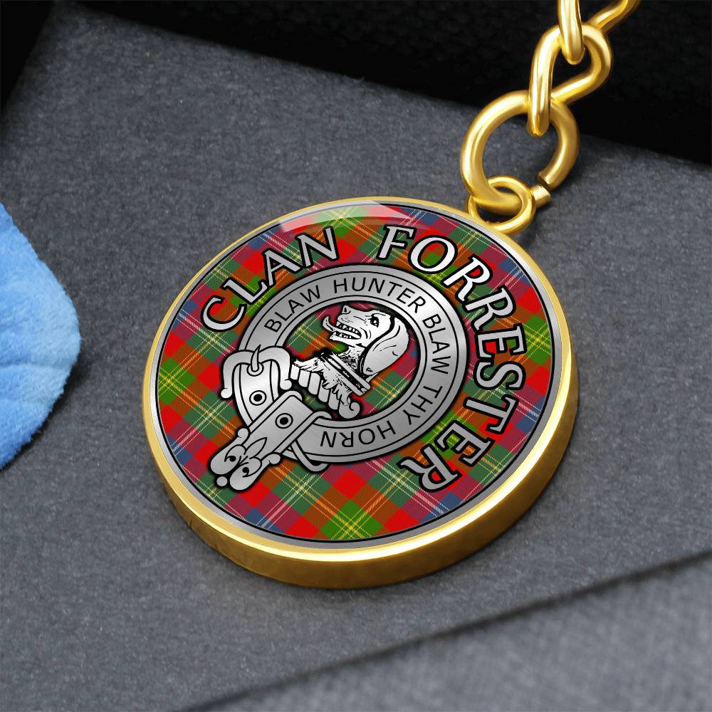 Clan Forrester Crest & Tartan Pendant Keychain