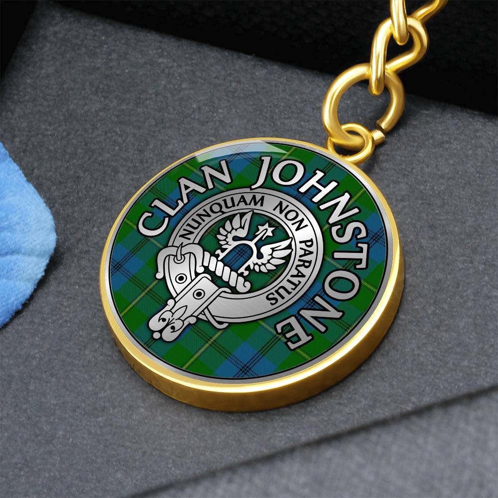 Clan Johnstone Crest & Tartan Pendant Keychain