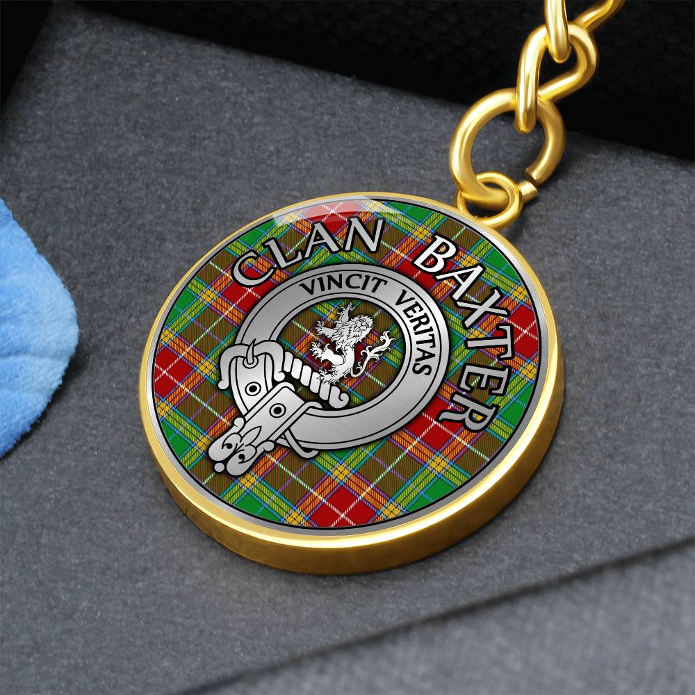 Clan Baxter Crest & Tartan Pendant Keychain