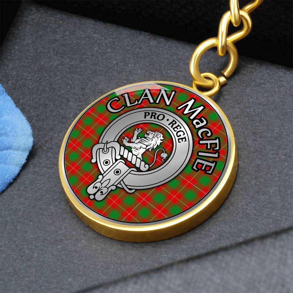 Clan MacFie Crest & Tartan Pendant Keychain