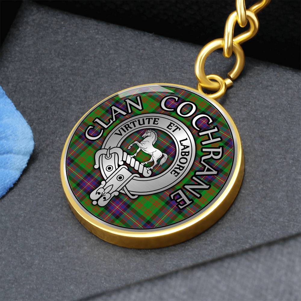 Clan Cochrane Crest & Tartan Pendant Keychain