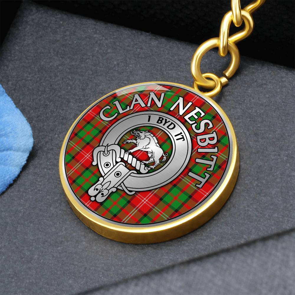 Clan Nesbitt Crest & Tartan Pendant Keychain