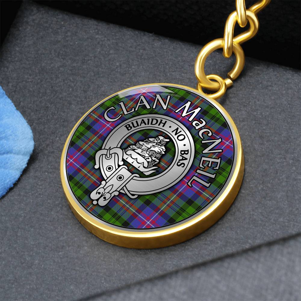 Clan MacNeill Crest & Tartan Pendant Keychain