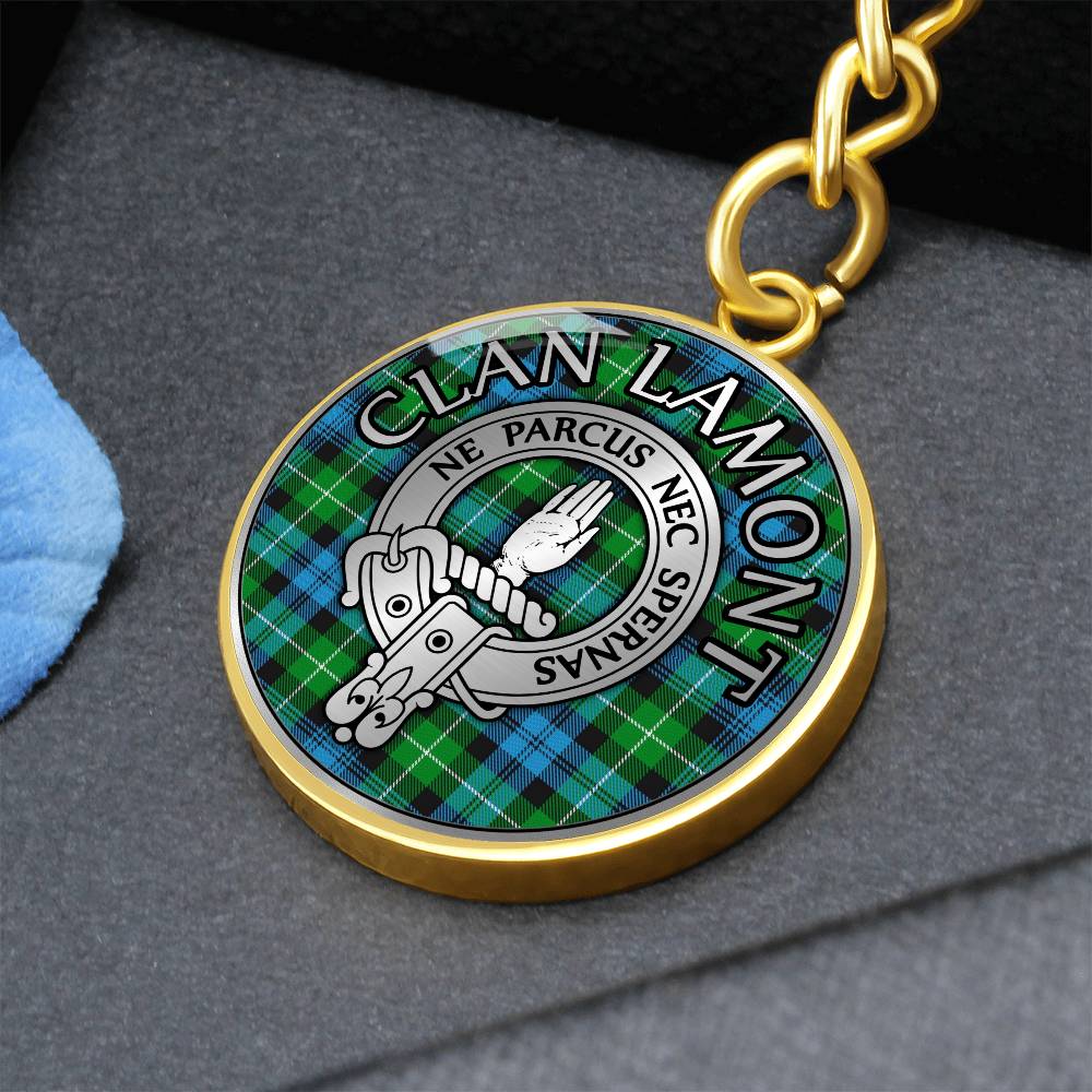 Clan Lamont Crest & Tartan Pendant Keychain