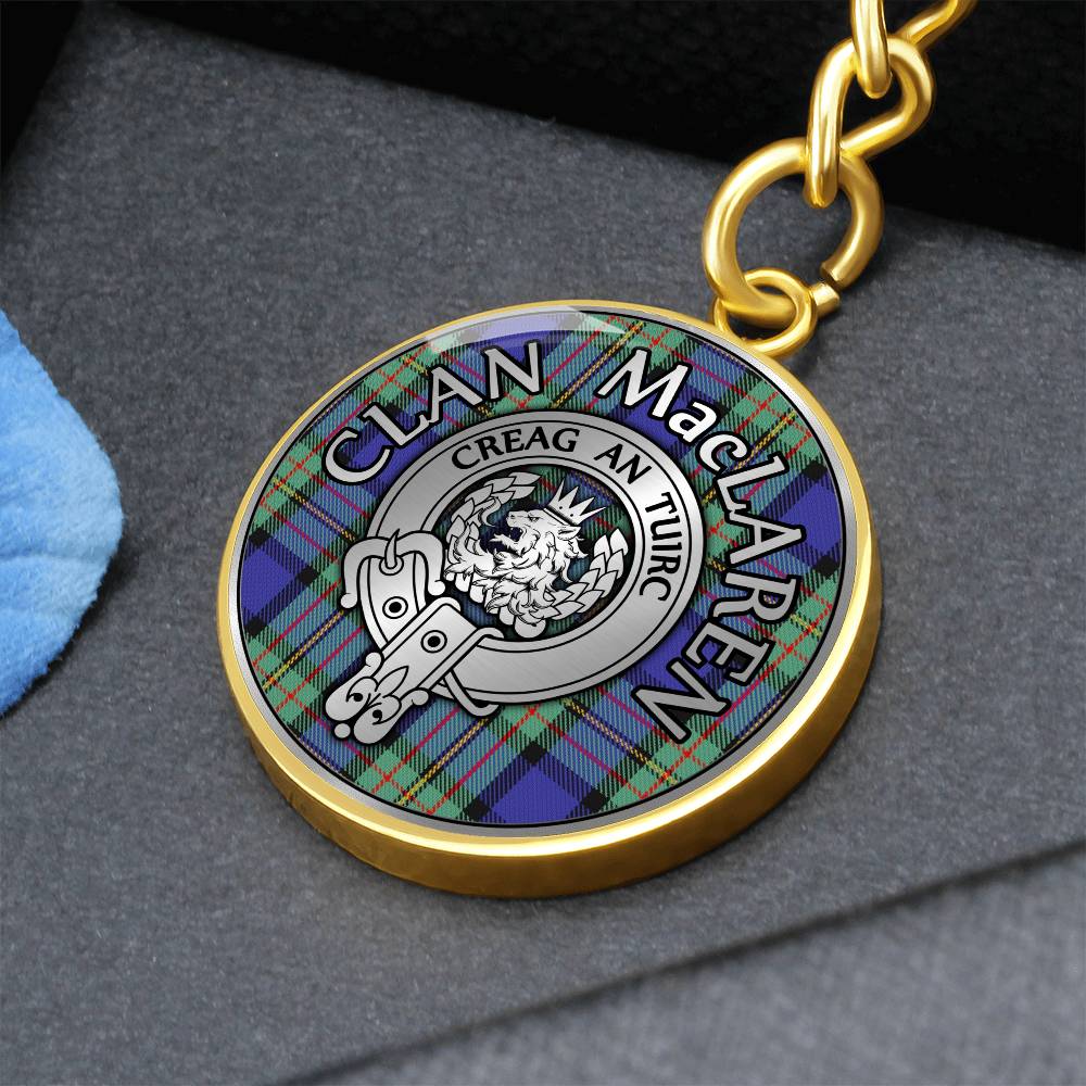 Clan MacLaren Crest & Tartan Pendant Keychain