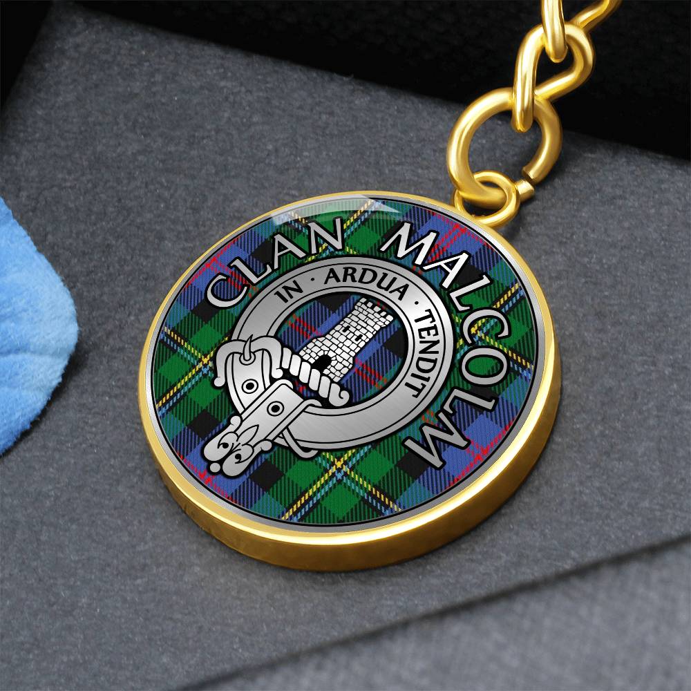 Clan Malcolm Crest & Tartan Pendant Keychain