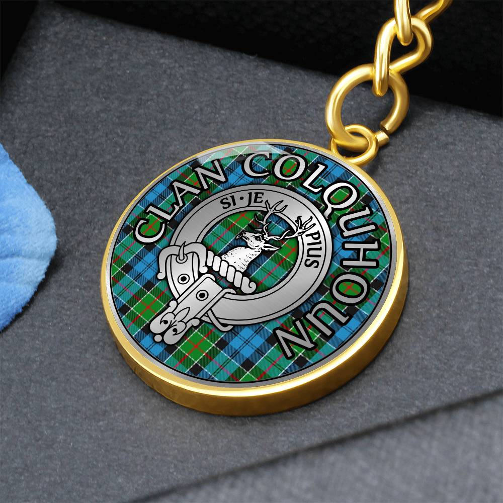 Clan Colquhoun Crest & Tartan Pendant Keychain