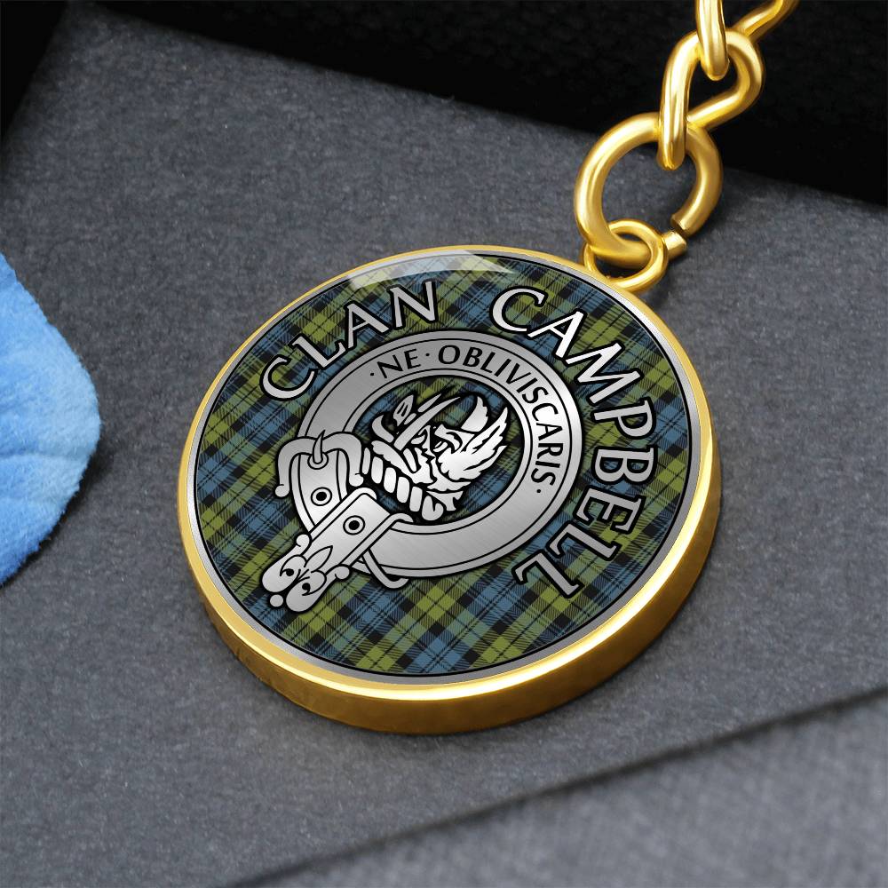 Clan Campbell Crest & Tartan Pendant Keychain