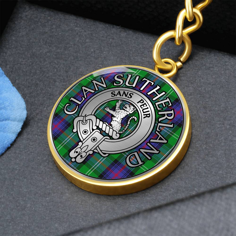 Clan Sutherland Crest & Tartan Pendant Keychain