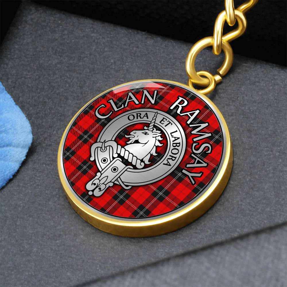 Clan Ramsay Crest & Tartan Pendant Keychain