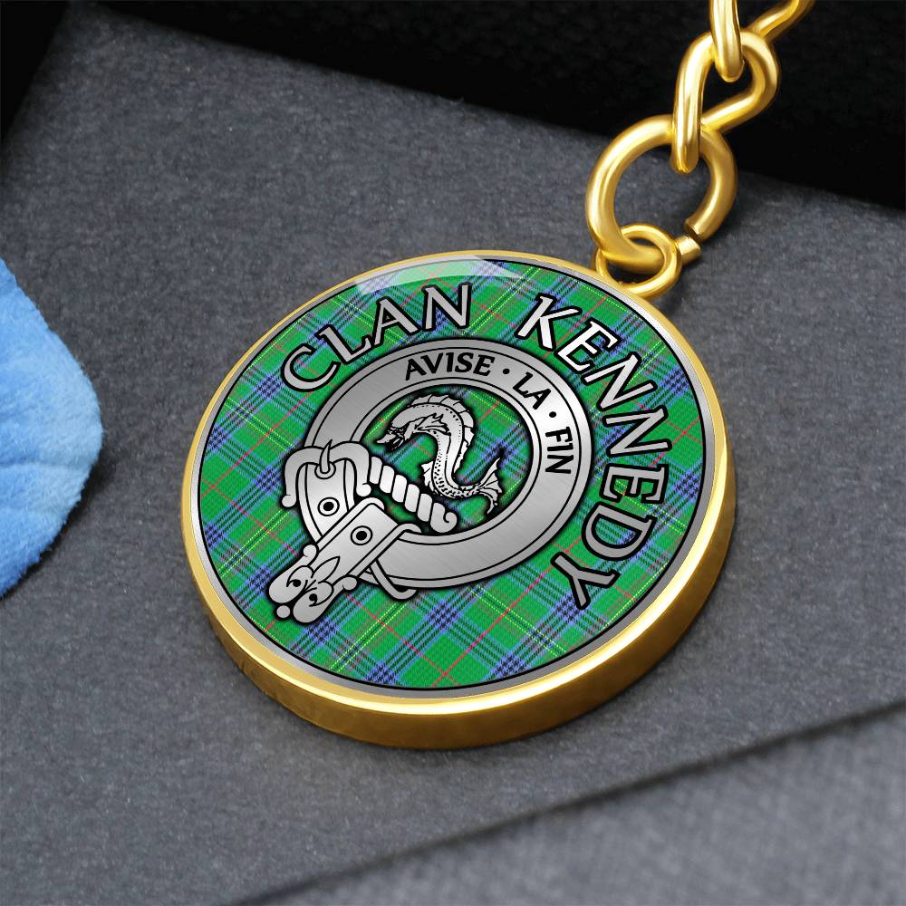 Clan Kennedy Crest & Tartan Pendant Keychain