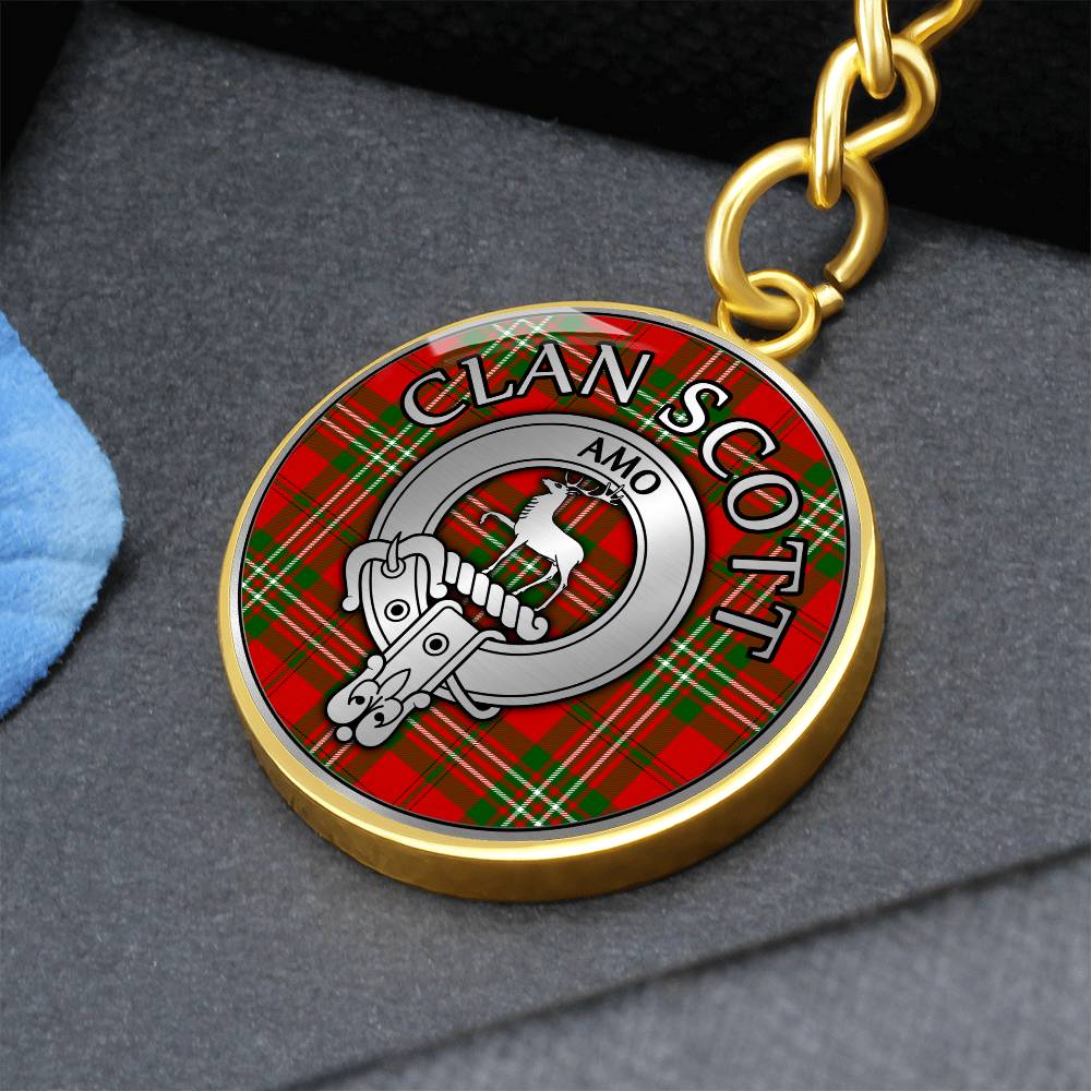 Clan Scott Crest & Tartan Pendant Keychain