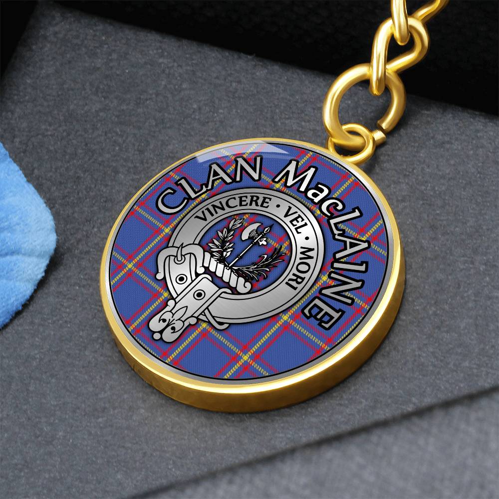 Clan MacLaine Crest & Tartan Pendant Keychain