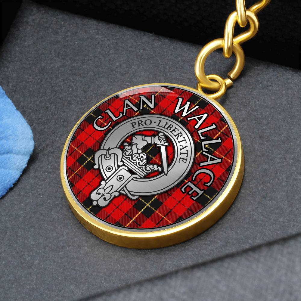 Clan Wallace Crest & Tartan Pendant Keychain