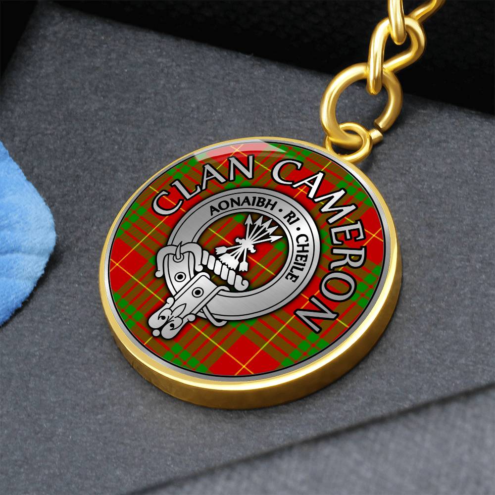 Clan Cameron Crest & Tartan Pendant Keychain