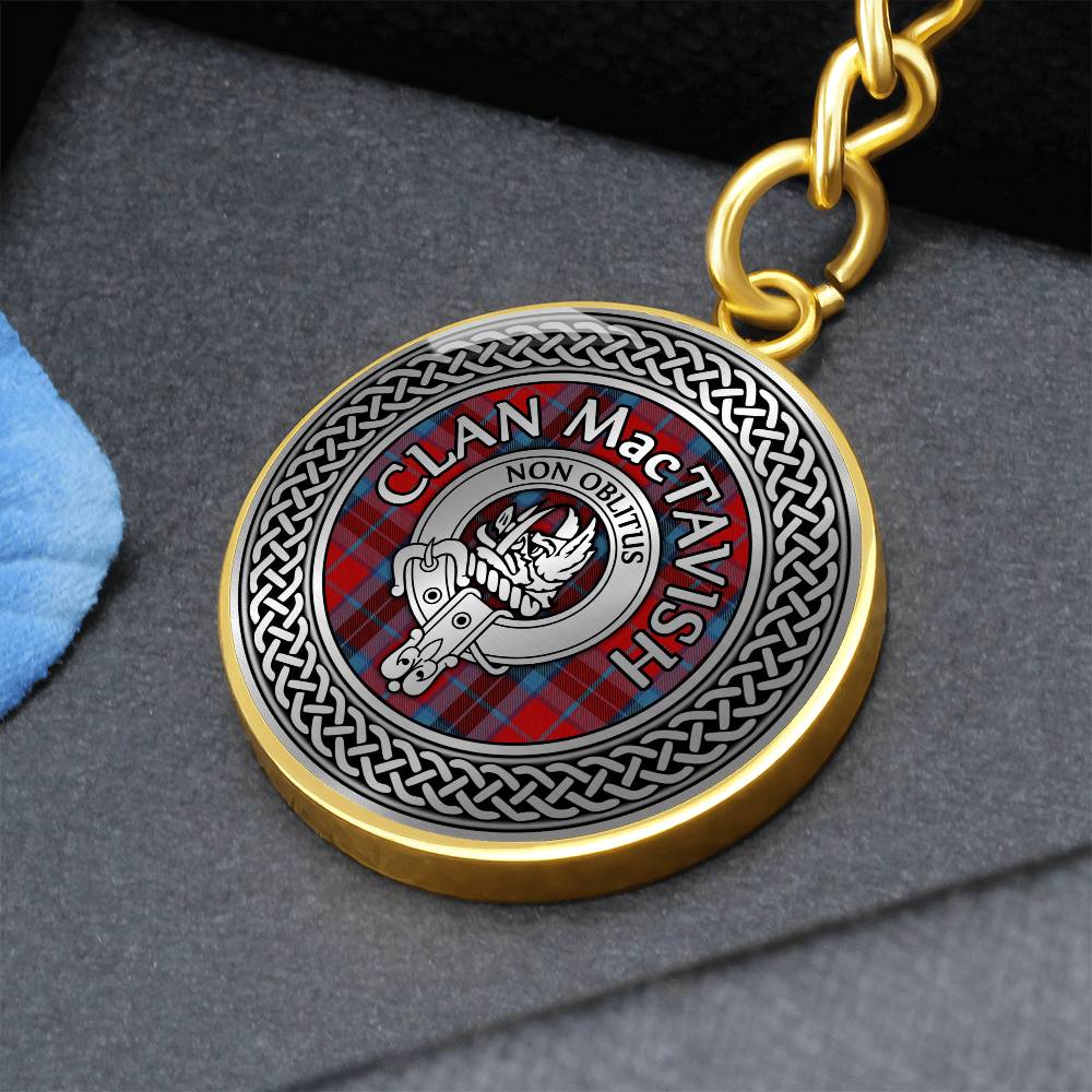 Clan MacTavish Crest & Tartan Knot Pendant Keychain