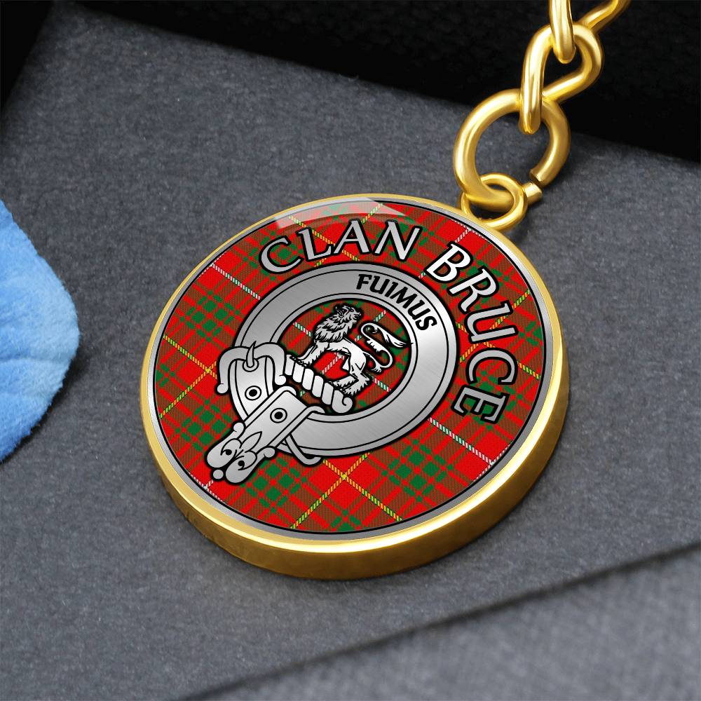 Clan Bruce Crest & Tartan Pendant Keychain