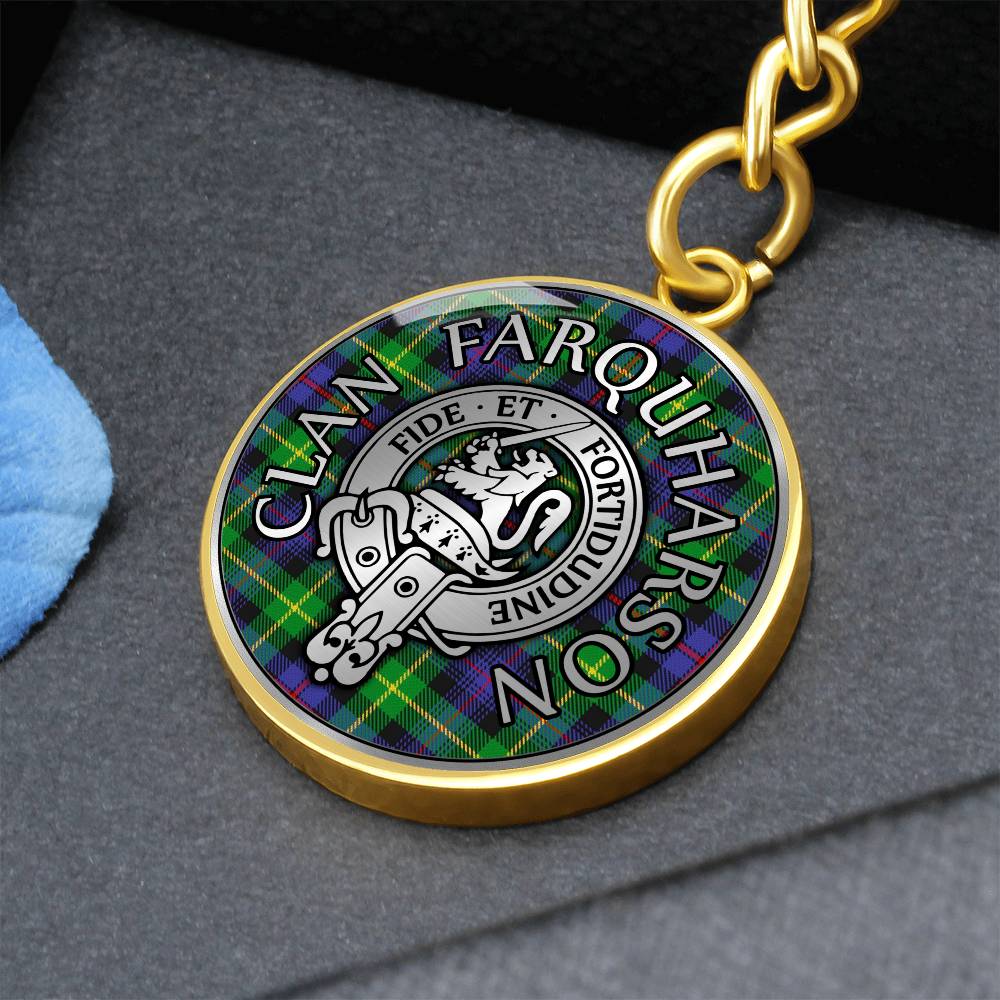 Clan Farquharson Crest & Tartan Pendant Keychain