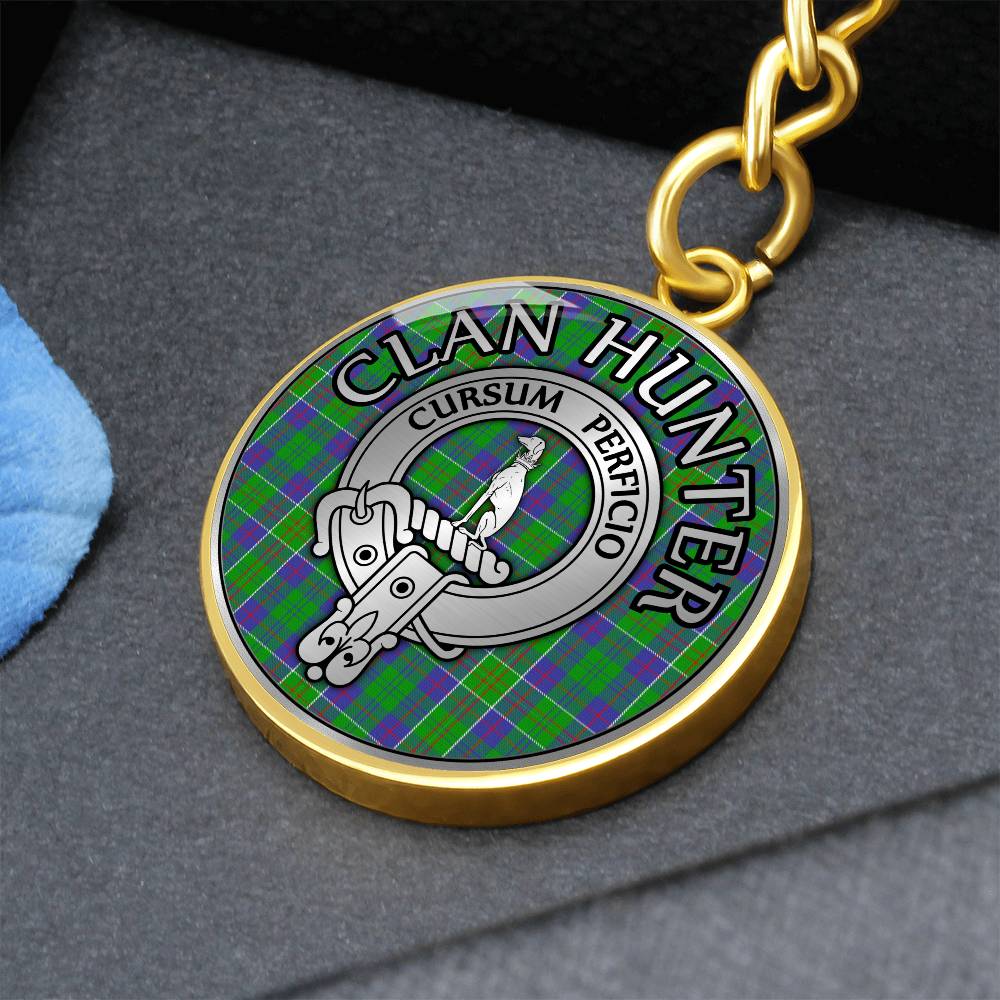 Clan Hunter Crest & Tartan Pendant Keychain