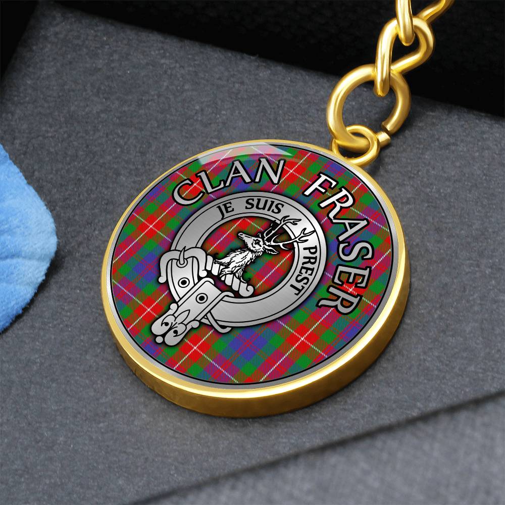 Clan Fraser Crest & Tartan Pendant Keychain