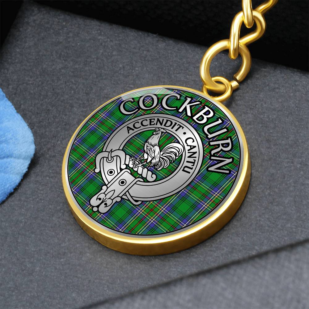 Clan Cockburn Crest & Tartan Pendant Keychain