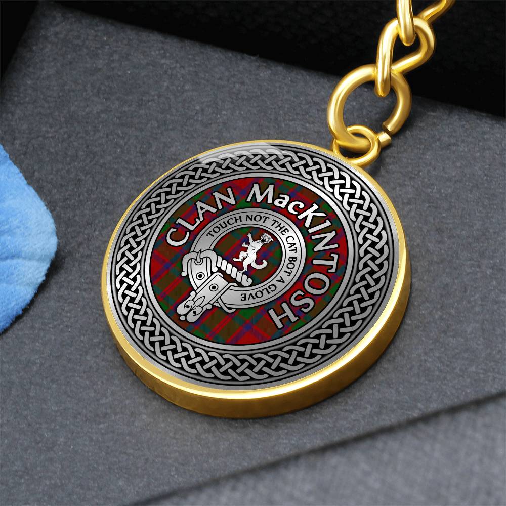 Clan MacKintosh Crest & Tartan Knot Pendant Keychain