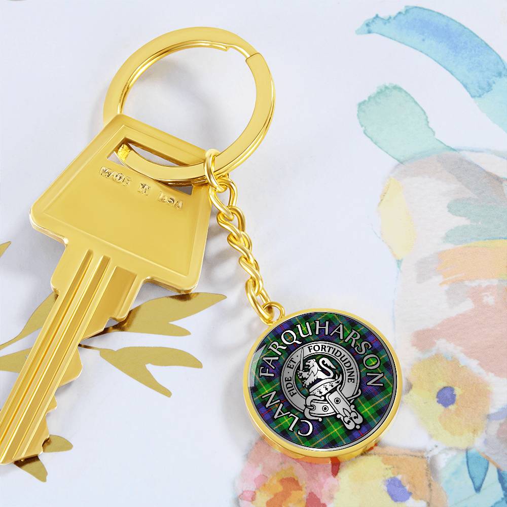 Clan Farquharson Crest & Tartan Pendant Keychain