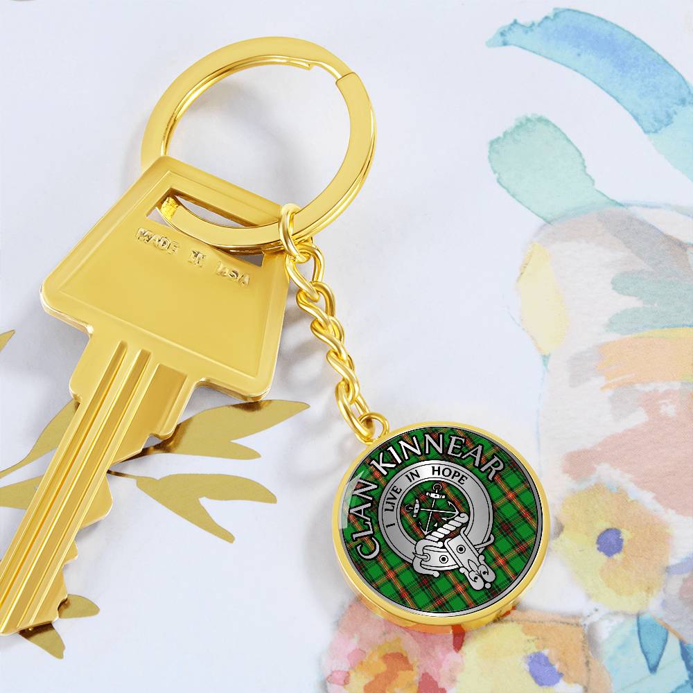 Clan Kinnear Crest & Tartan Pendant Keychain