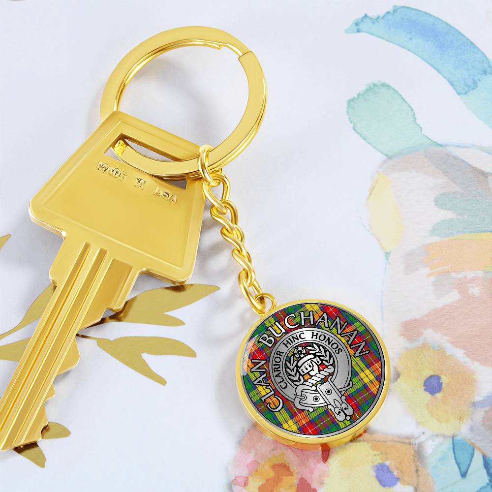 Clan Buchanan Crest & Tartan Pendant Keychain