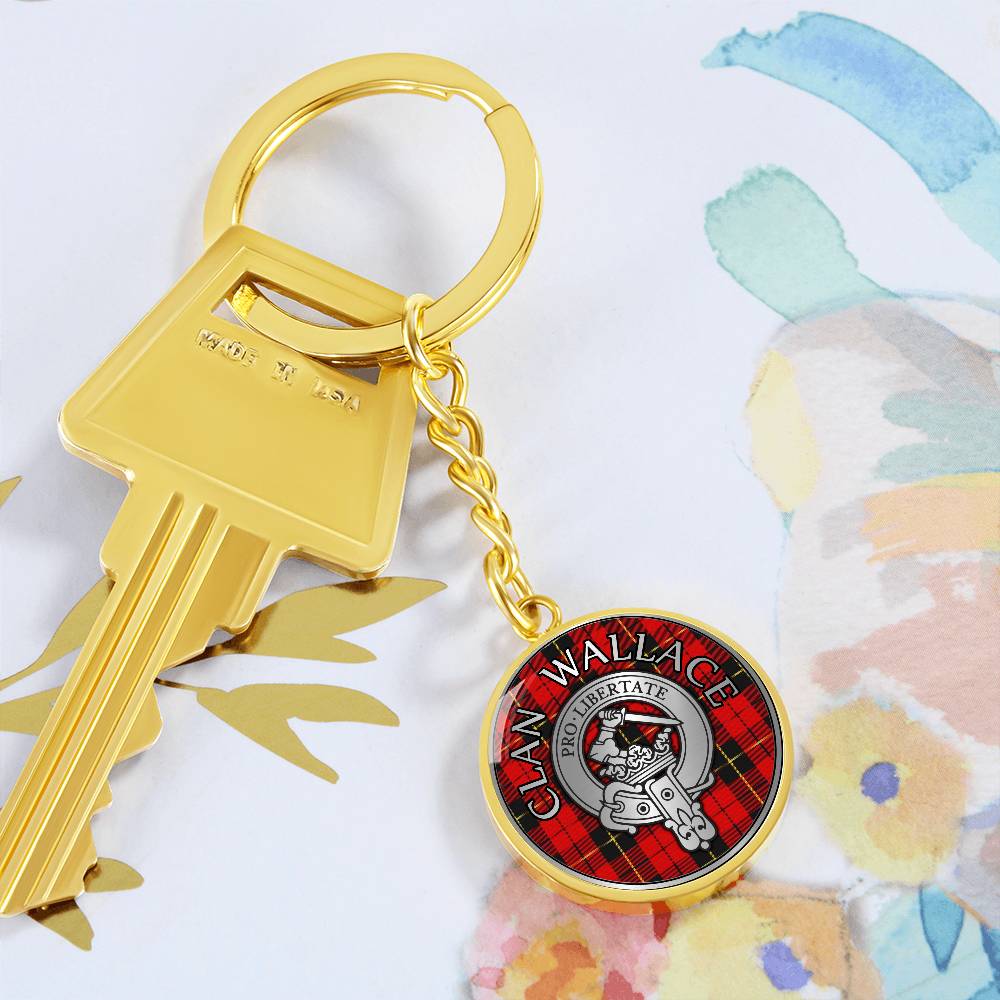 Clan Wallace Crest & Tartan Pendant Keychain