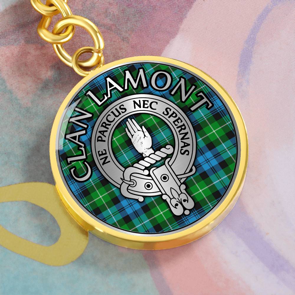 Clan Lamont Crest & Tartan Pendant Keychain