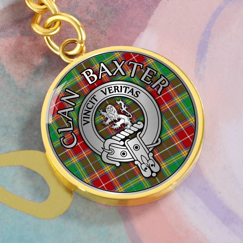 Clan Baxter Crest & Tartan Pendant Keychain