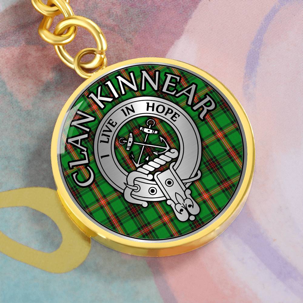 Clan Kinnear Crest & Tartan Pendant Keychain