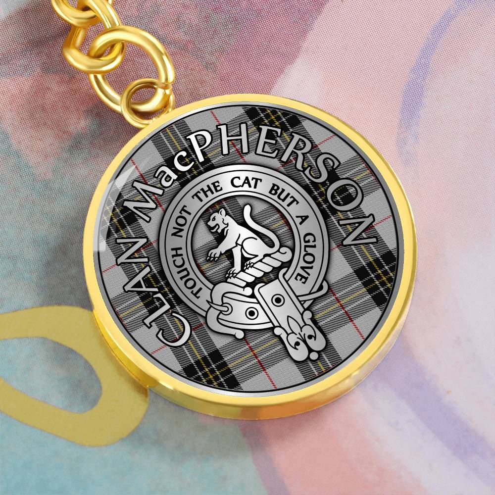 Clan MacPherson Crest & Tartan Pendant Keychain