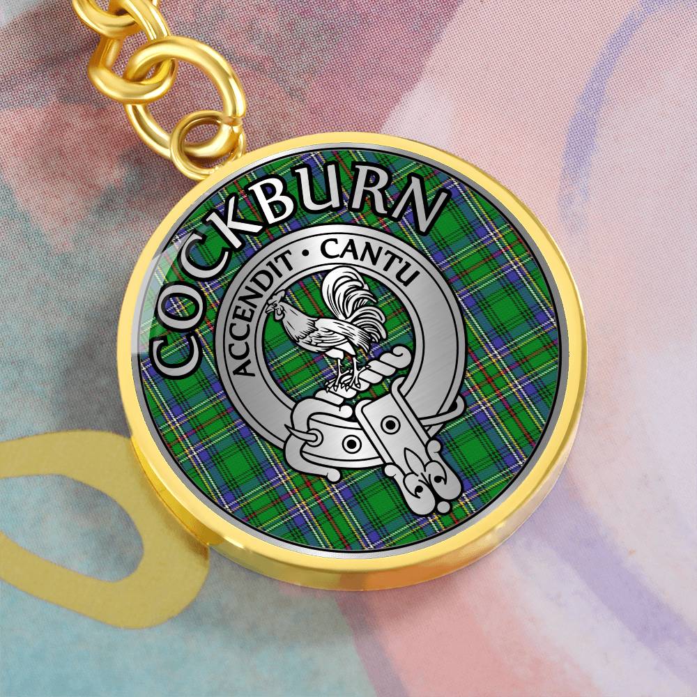 Clan Cockburn Crest & Tartan Pendant Keychain