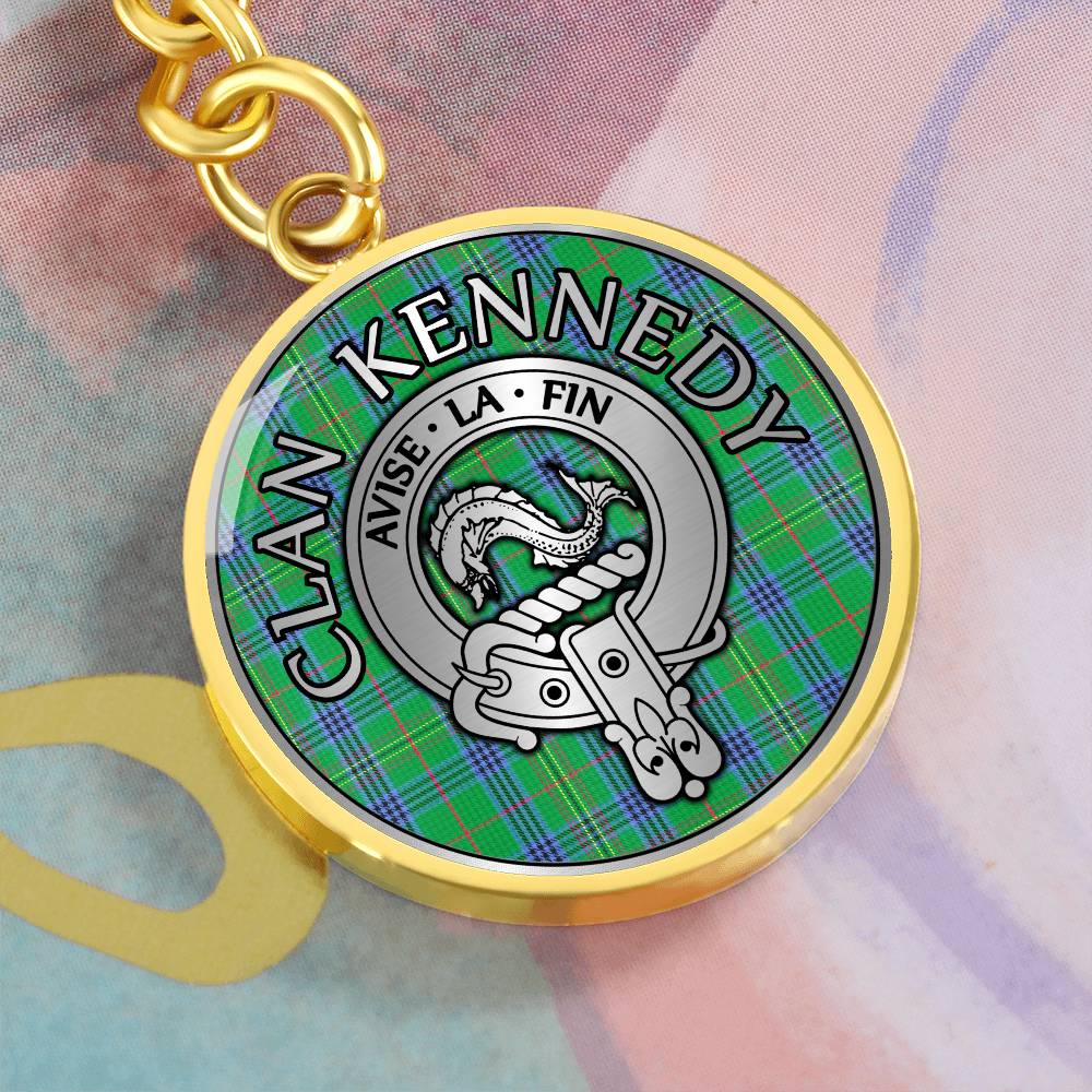 Clan Kennedy Crest & Tartan Pendant Keychain