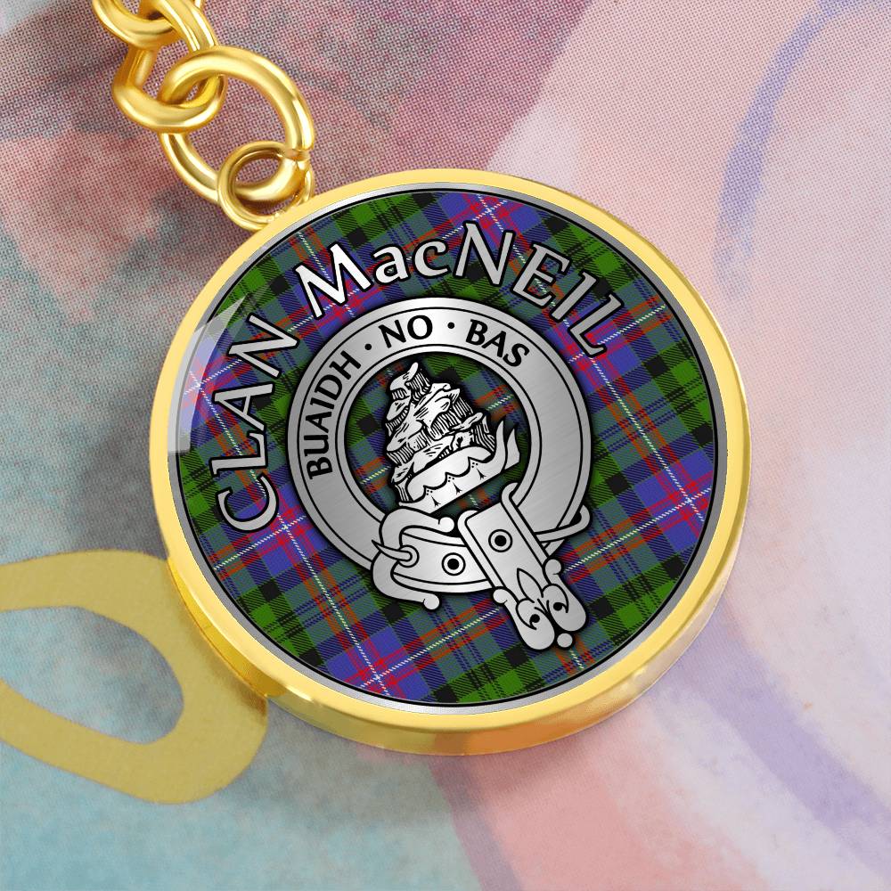 Clan MacNeill Crest & Tartan Pendant Keychain