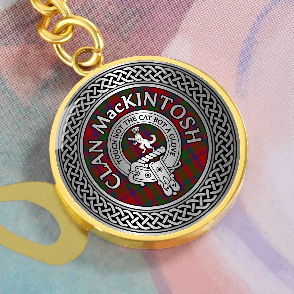 Clan MacKintosh Crest & Tartan Knot Pendant Keychain