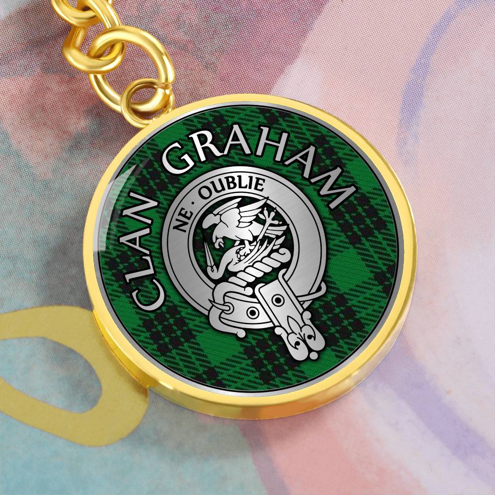 Clan Graham Crest & Tartan Pendant Keychain