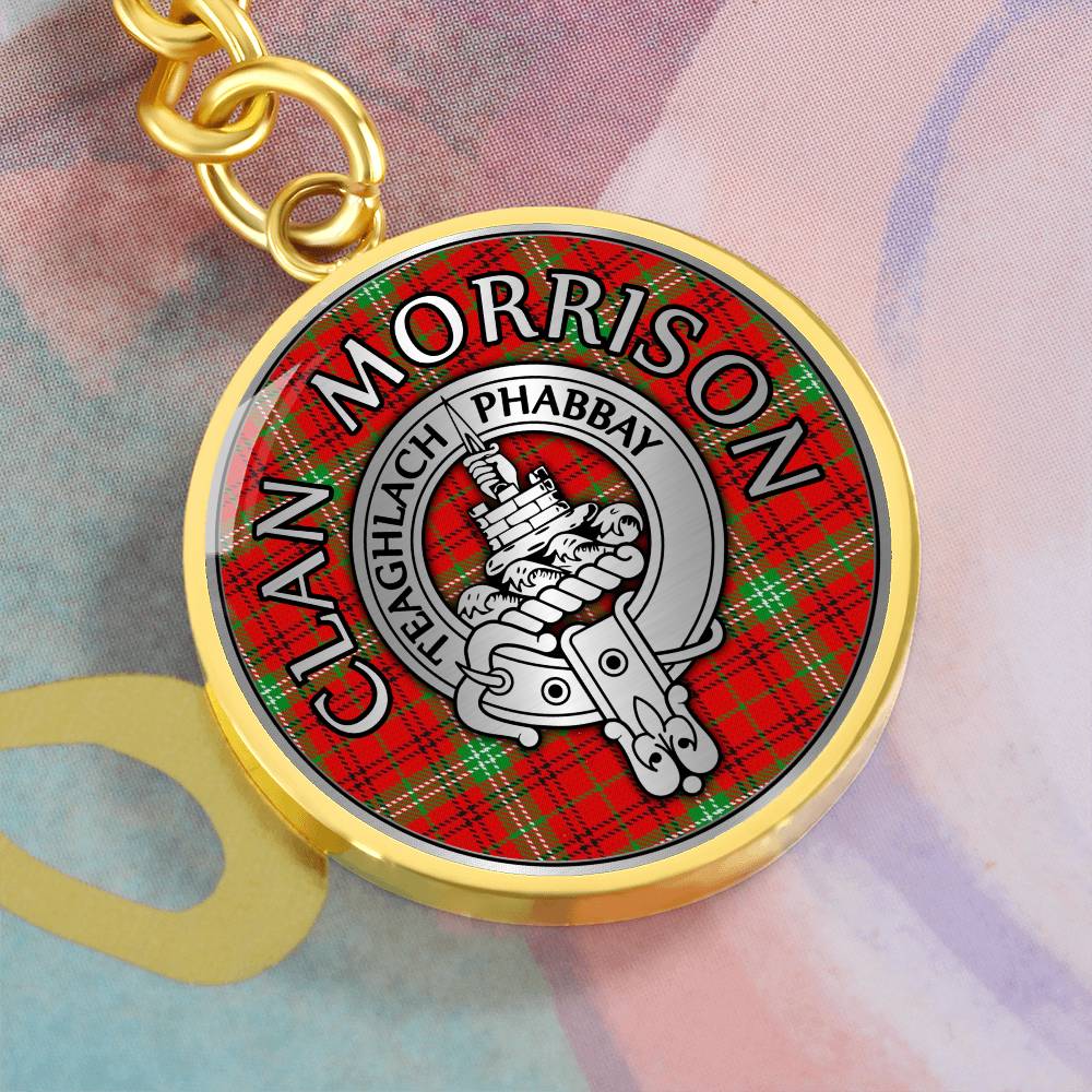 Clan Morrison Crest & Tartan Pendant Keychain