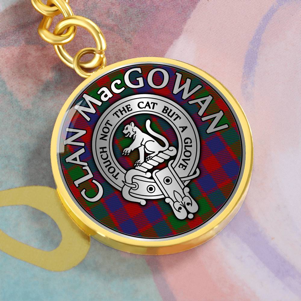 Clan MacGowan Crest & Tartan Pendant Keychain