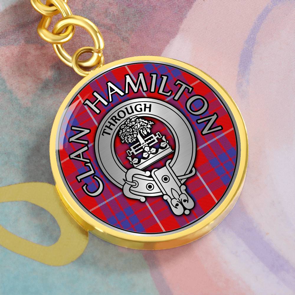 Clan Hamilton Crest & Tartan Pendant Keychain