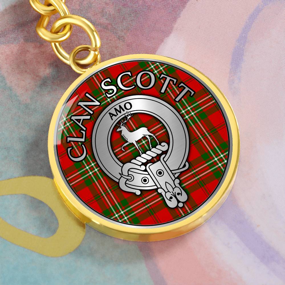 Clan Scott Crest & Tartan Pendant Keychain