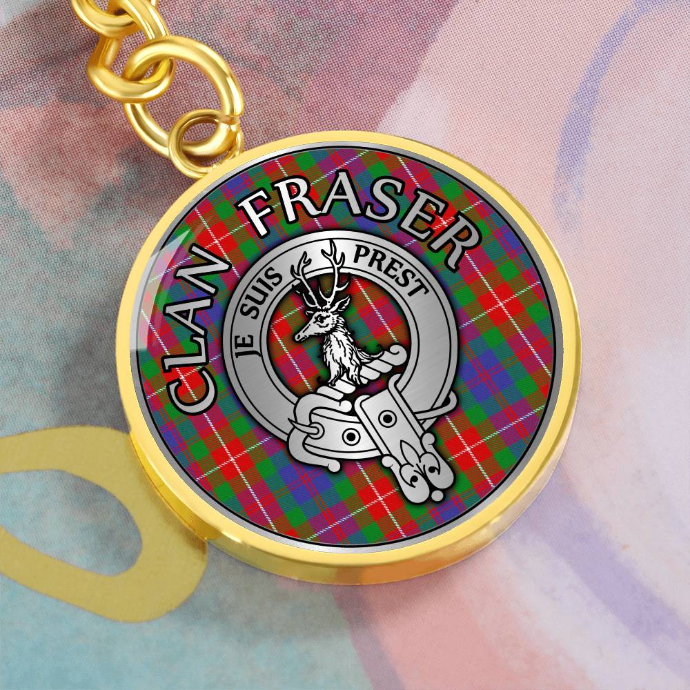 Clan Fraser Crest & Tartan Pendant Keychain