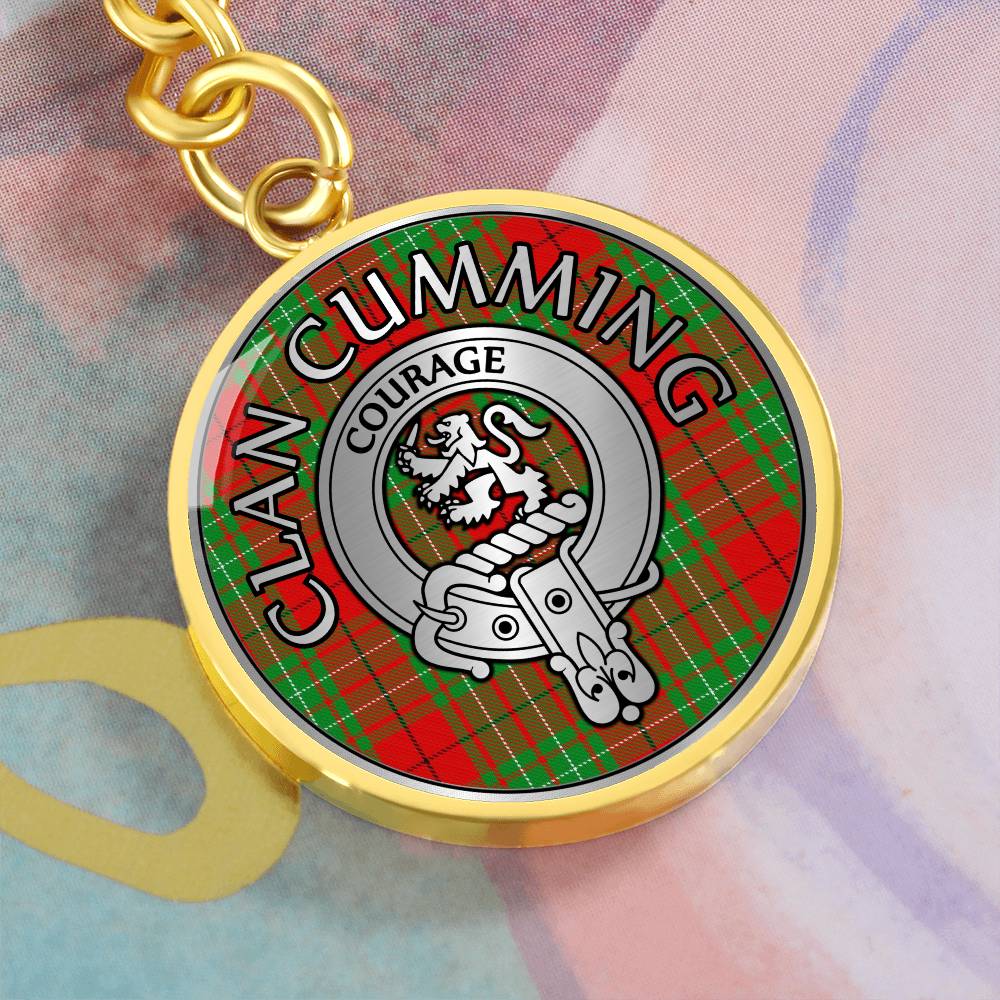 Clan Cumming Crest & Tartan Pendant Keychain