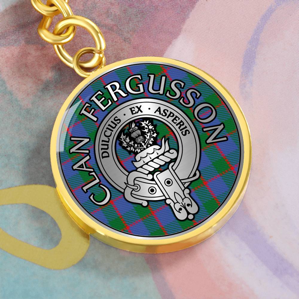 Clan Fergusson Crest & Tartan Pendant Keychain