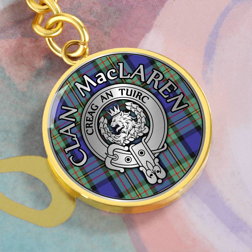 Clan MacLaren Crest & Tartan Pendant Keychain