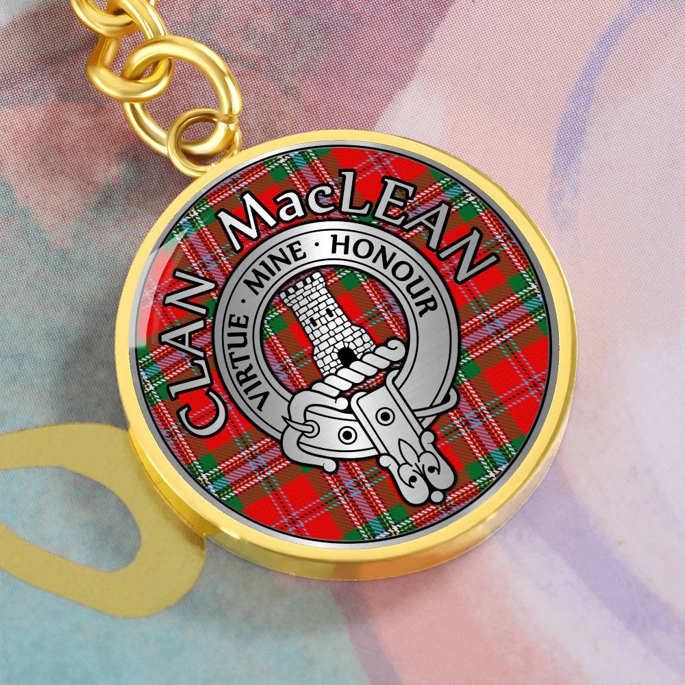 Clan MacLean Crest & Tartan Pendant Keychain