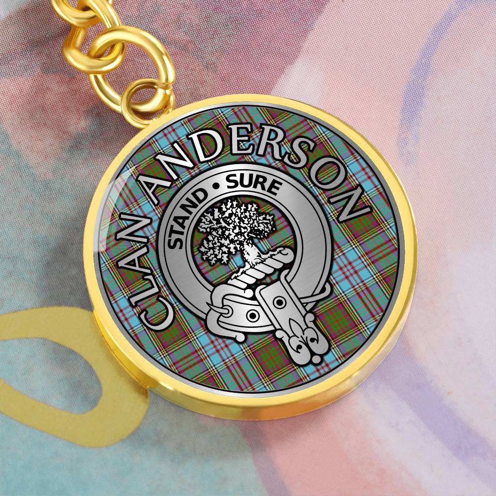 Clan Anderson Crest & Tartan Pendant Keychain