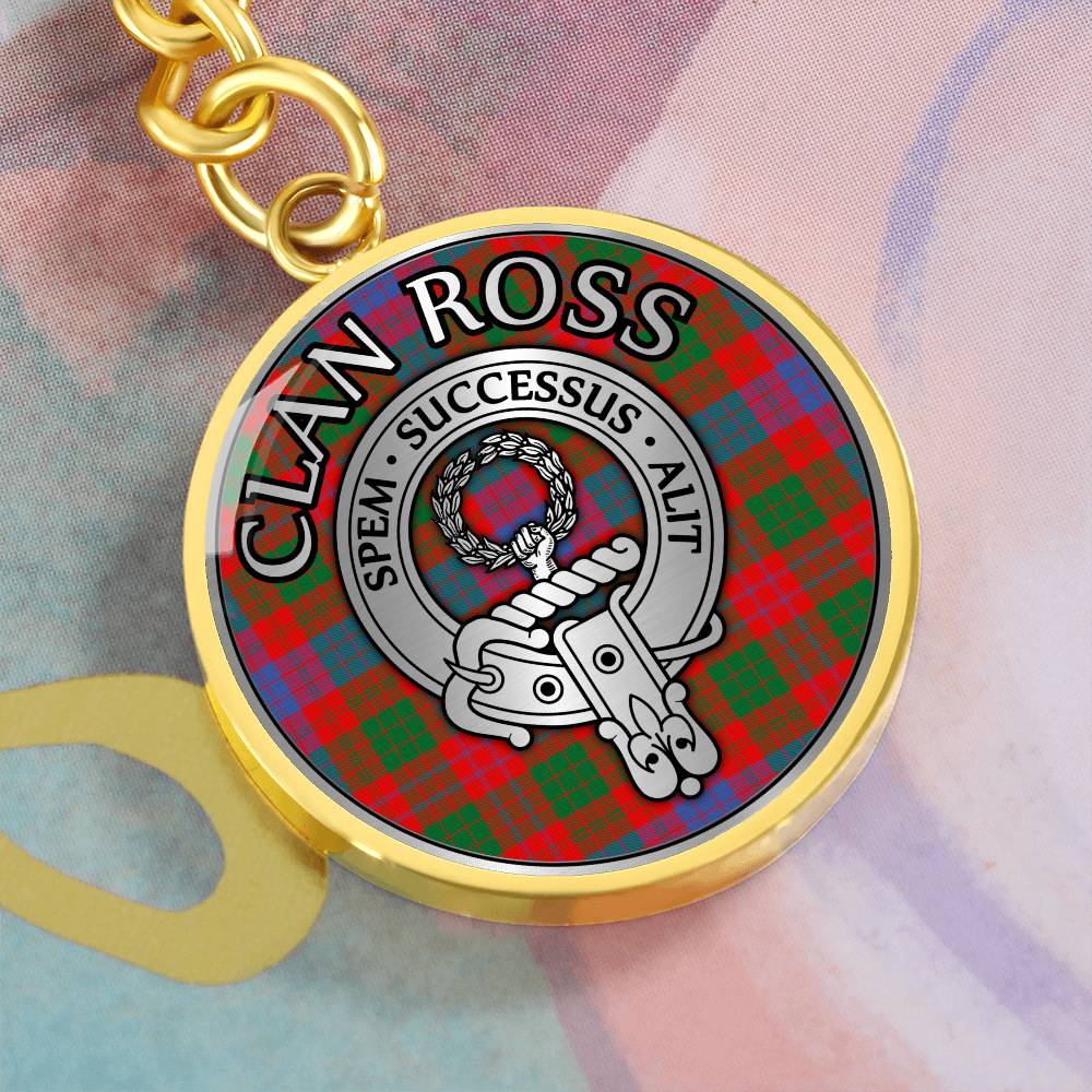 Clan Ross Crest & Tartan Pendant Keychain